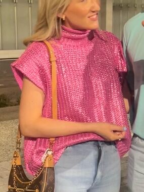 Pink Sequin Top - Bright Fuchsia Sparkle